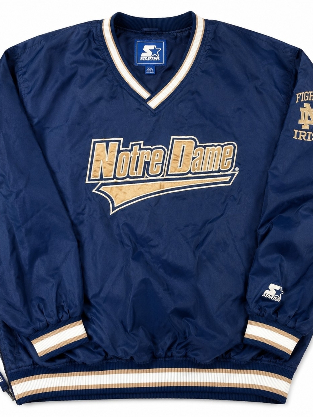 Vintage Starter Notre Dame Fighting Irish Pullover Windbreaker Jacket XXL Blue